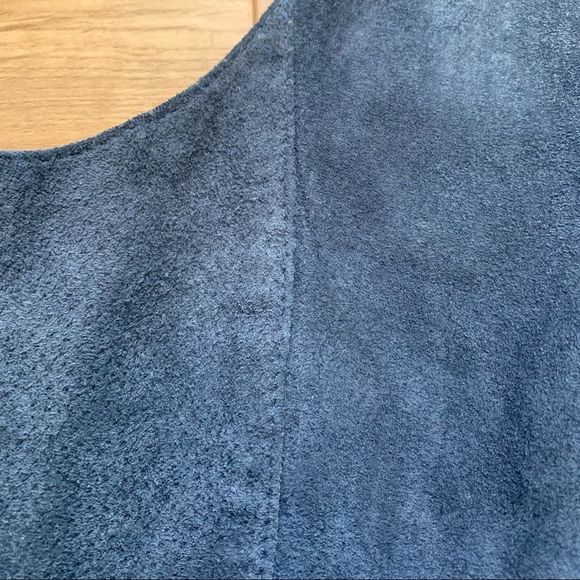 𝅺A.D.A Vintage Blue Leather Snap Button Up Unisex Dress Vest. - Picture 14 of 16